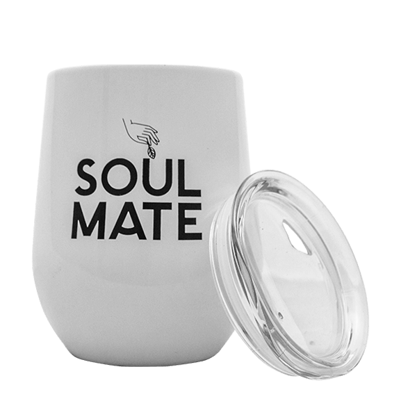 TermoLid – tazza termica per yerba mate con coperchio – Soul Mate (bianco) – 350 ml