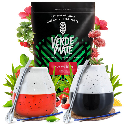 Set di Yerba Mate per Coppia Verde Mate 400g 0,4kg 2x Tazza di mate + 2x Bombilla