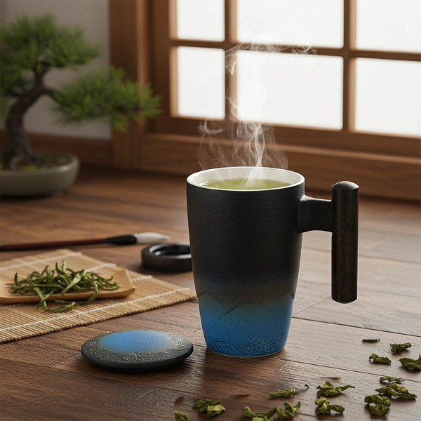 Tazza in ceramica con coperchio e infusore Mystea 300 ml