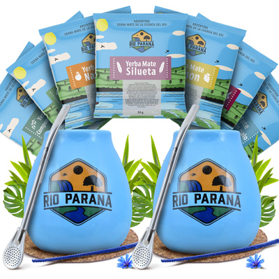 Set PER DUE di Yerba Mate Rio Parana Zucca di mate Bombilla