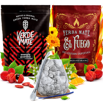 Set di Yerba Mate Verde Mate El Fuego Energia 2x500g + accessori