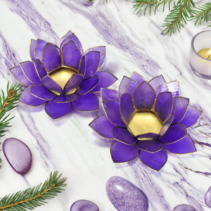 Portacandele "Lotus Flower" - viola scuro