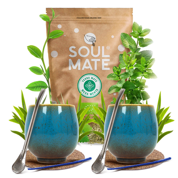 Set di Yerba Mate Soul Mate 500g 0,5kg 2x Tazza di mate + 2x Bombilla