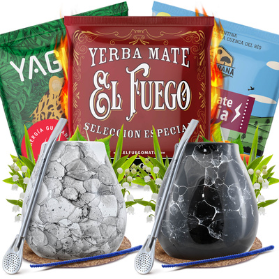 Set PER DUE di Yerba Mate Energia Zucca di mate Bombilla