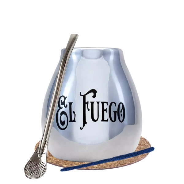 Yerba Mate BIG calabash argento bombilla El Fuego