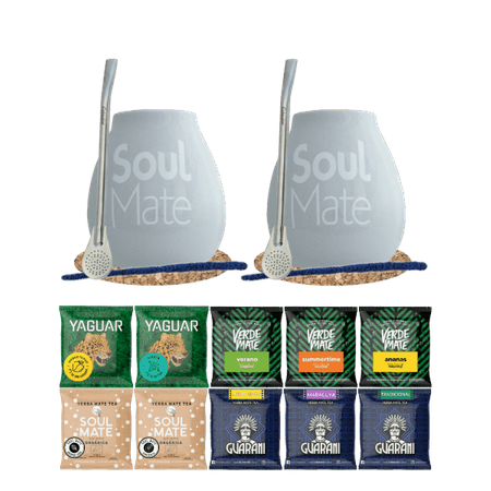 Set di Yerba mate 2x Tazza di Mate + 2x Bombilla 10 x 50 g