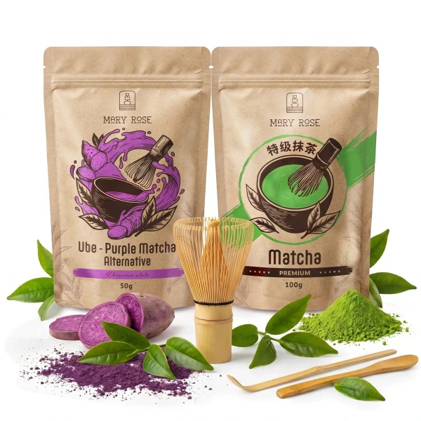 Set per Matcha Latte colorato: Matcha + Purple Matcha + accessori