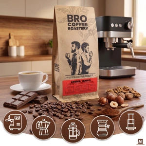 Bro Coffee Roastery – Caffè in grani interi Crema Tango 400 g