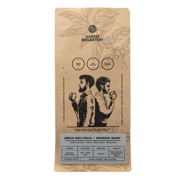 Bro Coffee Roastery - Caffè in grani interi Amico dall'Italia Espresso Roast 400g