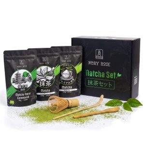 Set regalo: 3x matcha giapponese + accessori in bambù