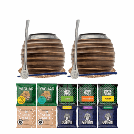 Set di Yerba Mate 10x50g 2x Tazza di mate + 2x Bombilla