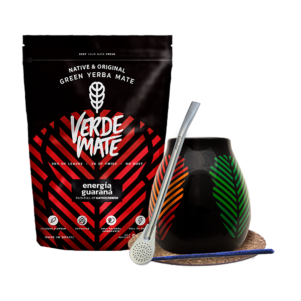Set di Yerba Mate: Verde Mate Energía Guaraná 500g + Tazza di mate + Bombilla