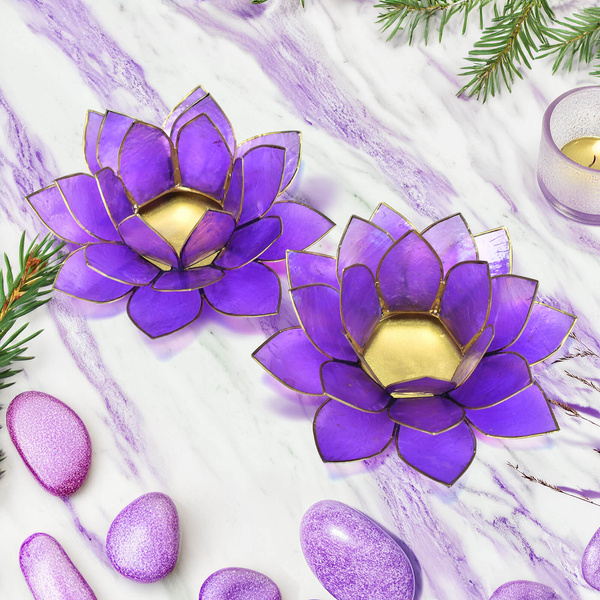 Portacandele "Lotus Flower" - viola