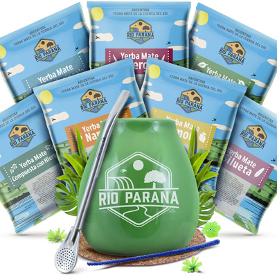 Set di campioni di Yerba Mate Rio Parana 7x50g + accessori