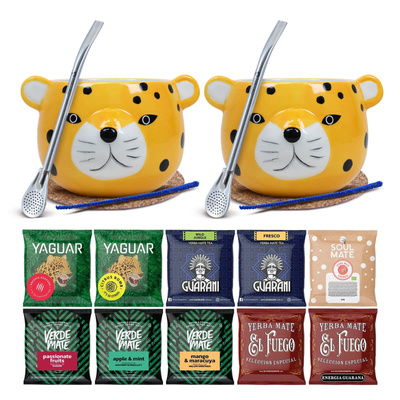 Set di Yerba mate 2x Tazza di Mate + 2x Bombilla 10 x 50 g