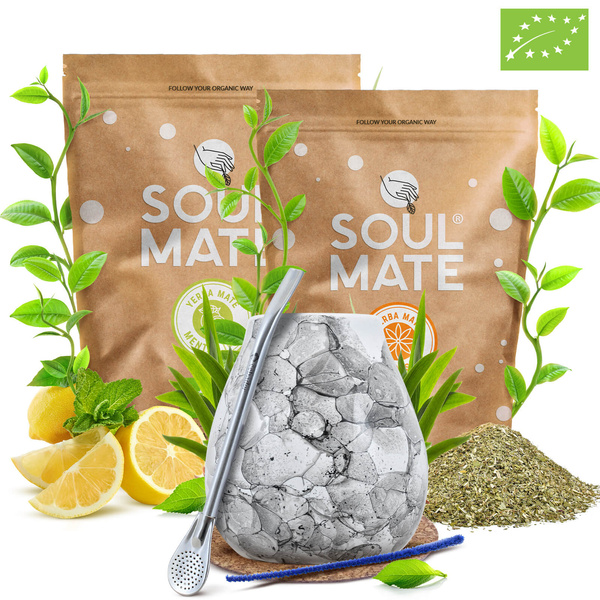 Set di Yerba Mate Soul Mate Organica 2x500g 1kg Tazza di mate + Bombilla