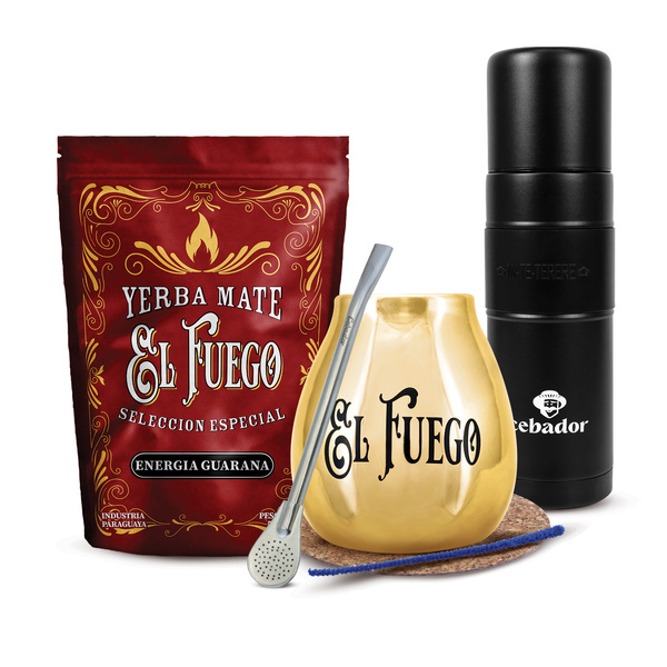 Set di Yerba Mate El Fuego 500g 0,5kg Yerbomos XL + Tazza di mate + Bombilla