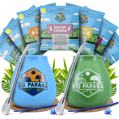 Set PER DUE di Yerba Mate Rio Parana Zucca di mate Bombilla