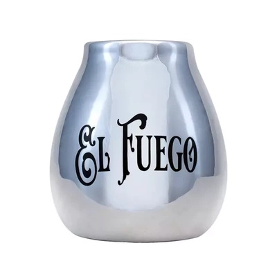 Calabash in ceramica con logo El Fuego (argento) 350ml