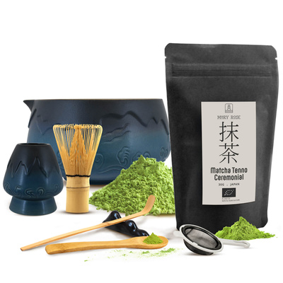 Set cerimoniale per preparare il tè matcha: matcha BIO giapponese 30g + accessori