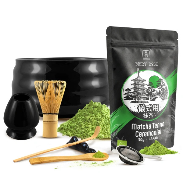 Set cerimoniale per preparare il tè matcha: matcha BIO giapponese 30g + accessori