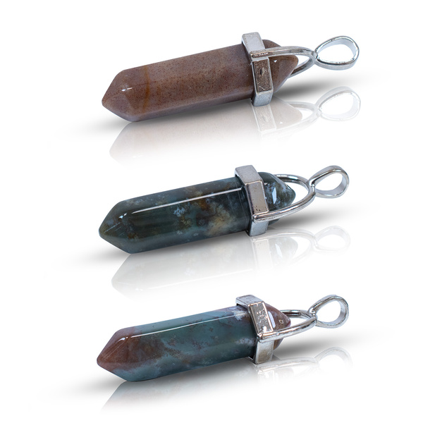 Ciondolo con agata indiana in sacchetto + catena