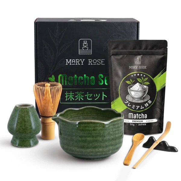 Set regalo: matcha giapponese premium + matchawan + accessori in bambù
