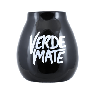 Zucca per mate in ceramica con logo Verde Mate (nera) 350 ml