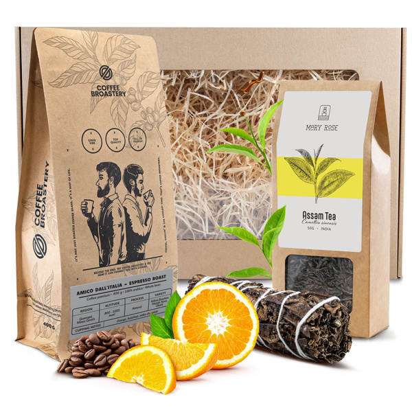 Set regalo di Caffè in Grani Coffee Broastery + Tè + Salvia Nera Incenso