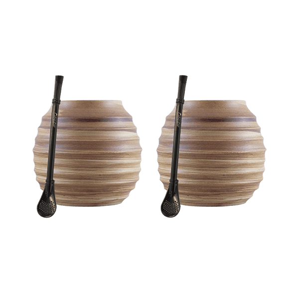 Set di Accessori per Yerba Mate: 2x Tazza di mate + 2x Bombilla