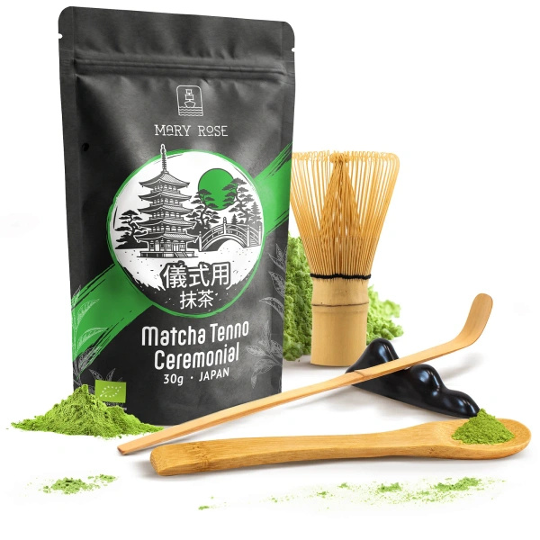 Set cerimoniale per preparare il tè matcha: matcha BIO giapponese 30g + accessori