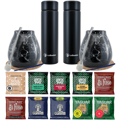 Yerba Mate Thermos Bombilla Set per due 500g