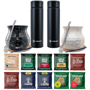 Yerba Mate Thermos Bombilla Set per due 500g