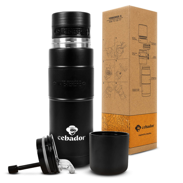 Yerbomos XL ALL IN ONE - 750ml - Tazza di mate, thermos e bombilla in uno (nero)