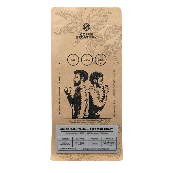 Bro Coffee Roastery - Caffè in grani interi Amico dall'Italia Espresso Roast 1kg