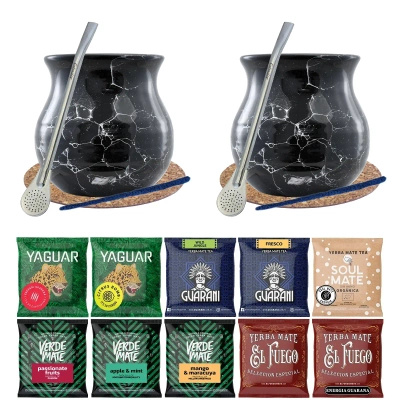 Set di Yerba Mate 10x50g 2x Tazza di mate + 2x Bombilla