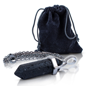 Ciondolo con pietra lavica in sacchetto + catena