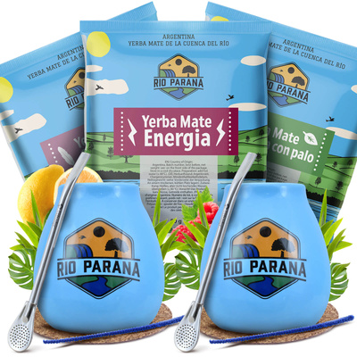 Set PER DUE di Yerba Mate Rio Parana Zucca di mate Bombilla
