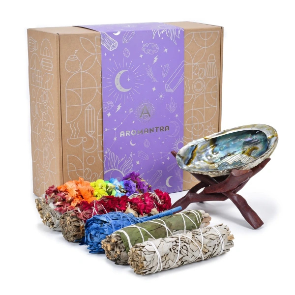 Set regalo esoterico: incenso naturale di salvia bianca + accessori