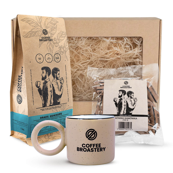 Set regalo Coffee Broastery: caffè Brazil Guaxupe + caramelle al latte al gusto di caffè + tazza