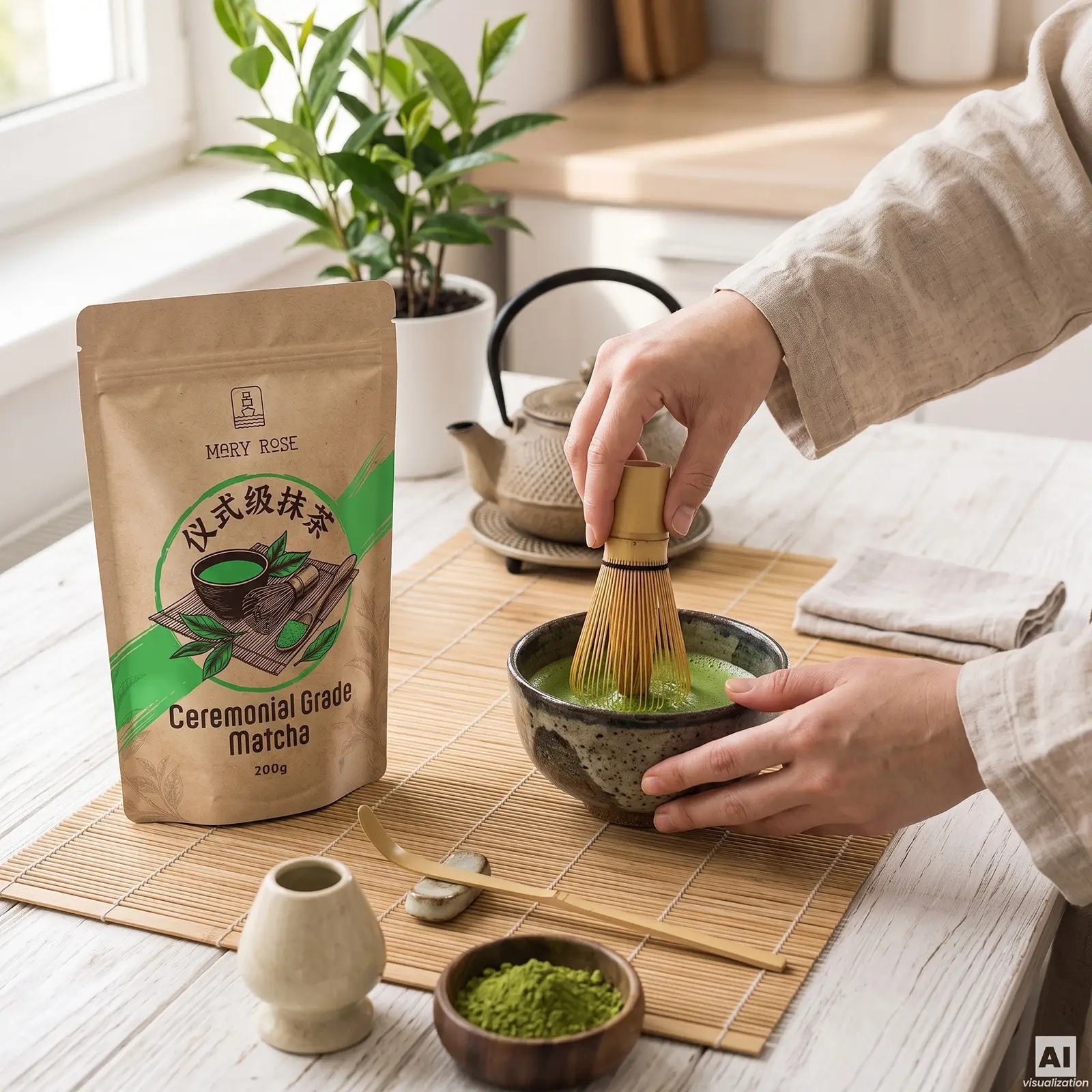 Mary Rose matcha cerimoniale cinese – infusione in una ciotola