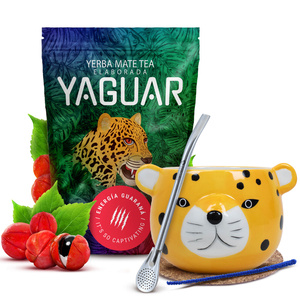 Set Yerba Mate Yaguar Energy Calabash Gatito 500g