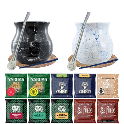 Set di Yerba mate 2x Tazza di Mate + 2x Bombilla 10 x 50 g