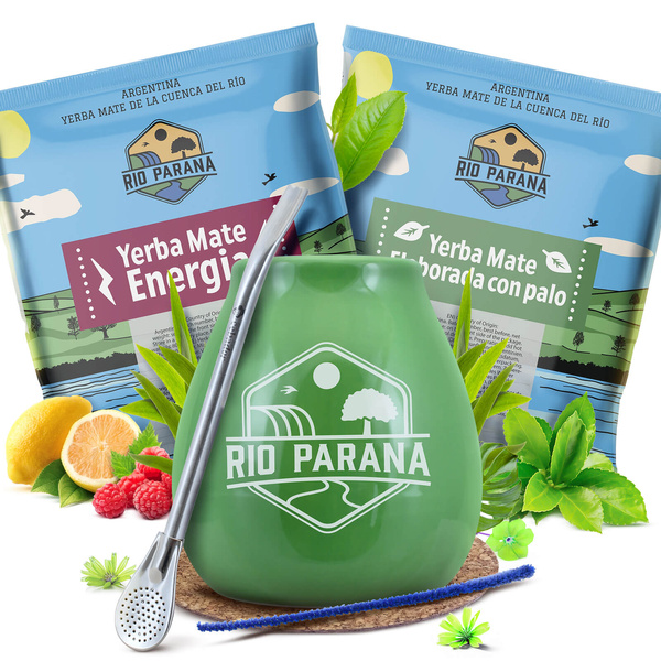 Set di Yerba Mate Rio Parana 2x50g Tazza di mate + Bombilla