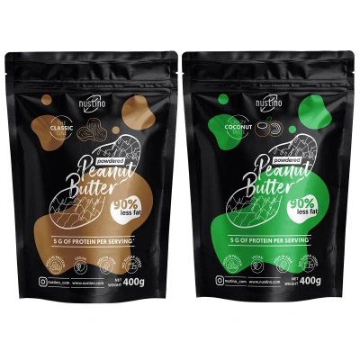 Set di burro di arachidi in polvere Nustino: Classic + Coconut 2x400g