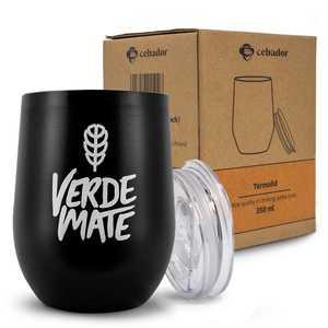 TermoLid – tazza termica per yerba mate con coperchio – Verde Mate (nero) – 350 ml