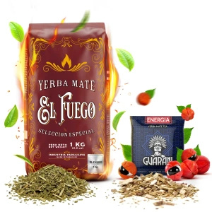 Set di Yerba Mate: El Fuego 1kg + campione Guarani Energia 50g