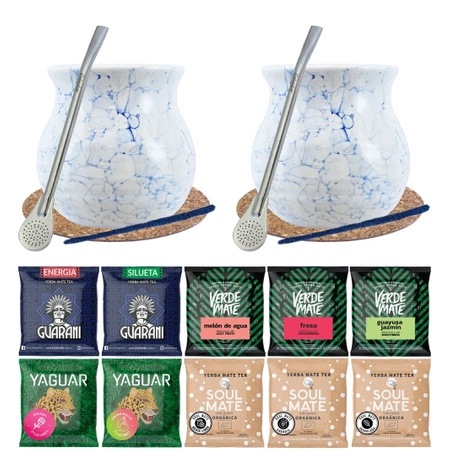 Set per due Yerba Mate Bombilla Gourd 10x50g