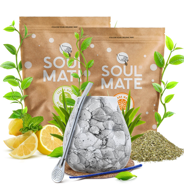 Set di Yerba Mate Soul Mate Organica 2x500g 1kg Tazza di mate + Bombilla
