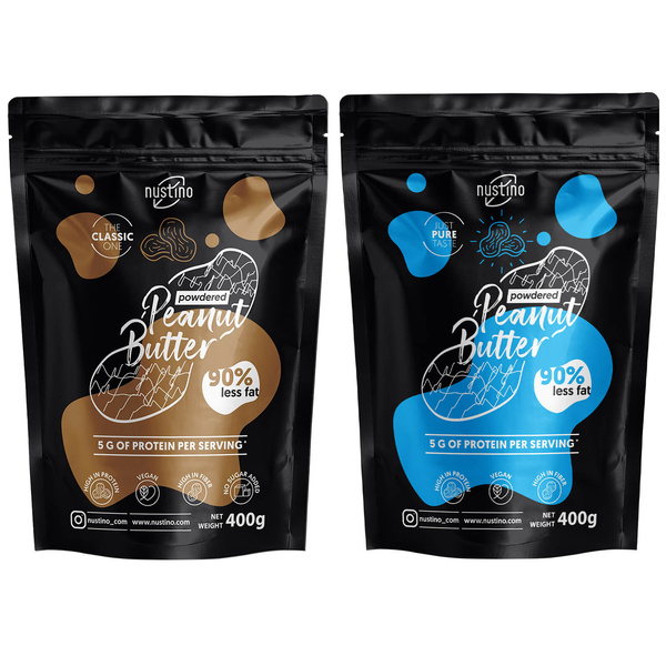 Set di burro di arachidi in polvere Nustino: Classic + Pure 2x400g
